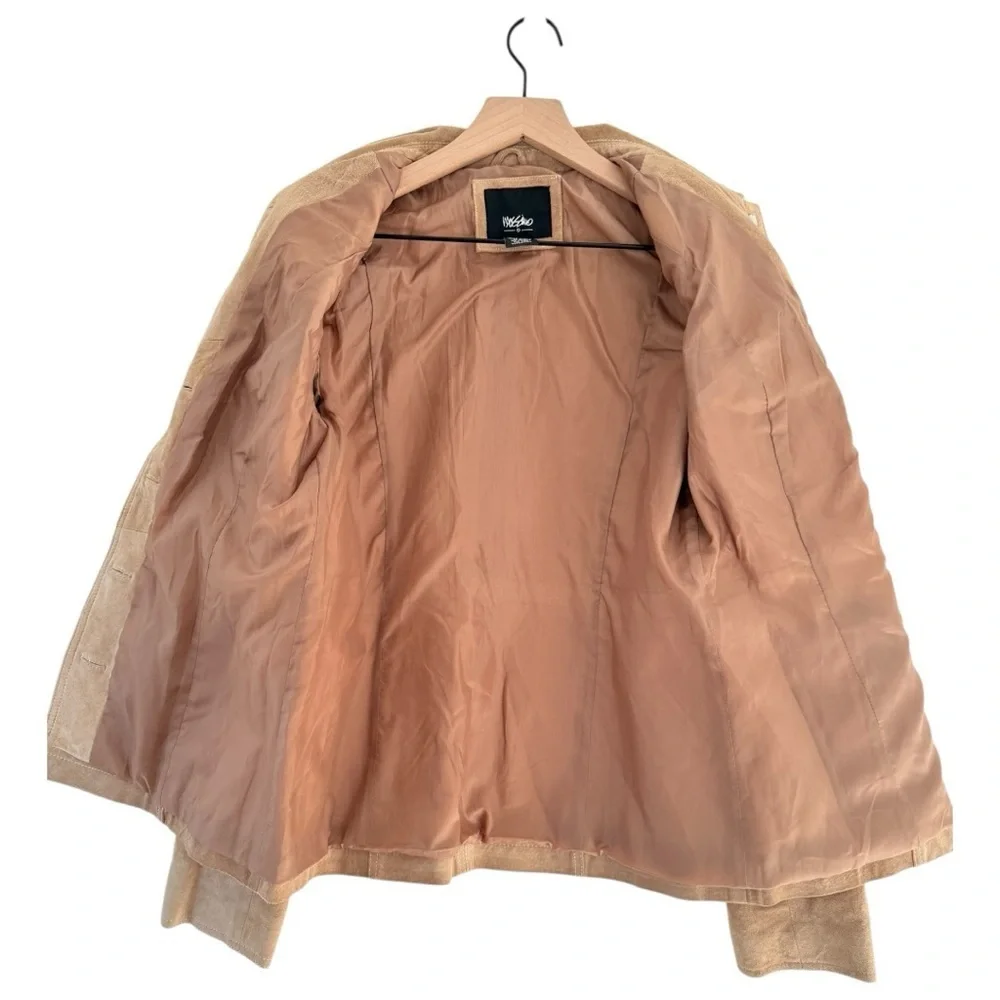 VTG Mossimo 90s Genuine Suede Leather Utility Jacket Tan Size Medium - Picture 3 of 9